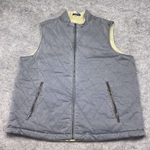 Tommy Bahama Mens Quilted Vest XL Reversible Gray Tan Puffer Full Zip Jacket